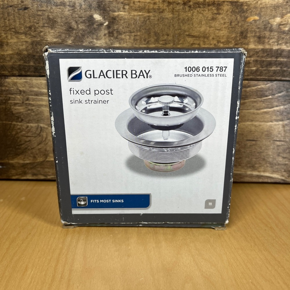 Glacier Bay Fixed Post Sink Strainer Brushed Stainless Steel 7043-103BS NEW